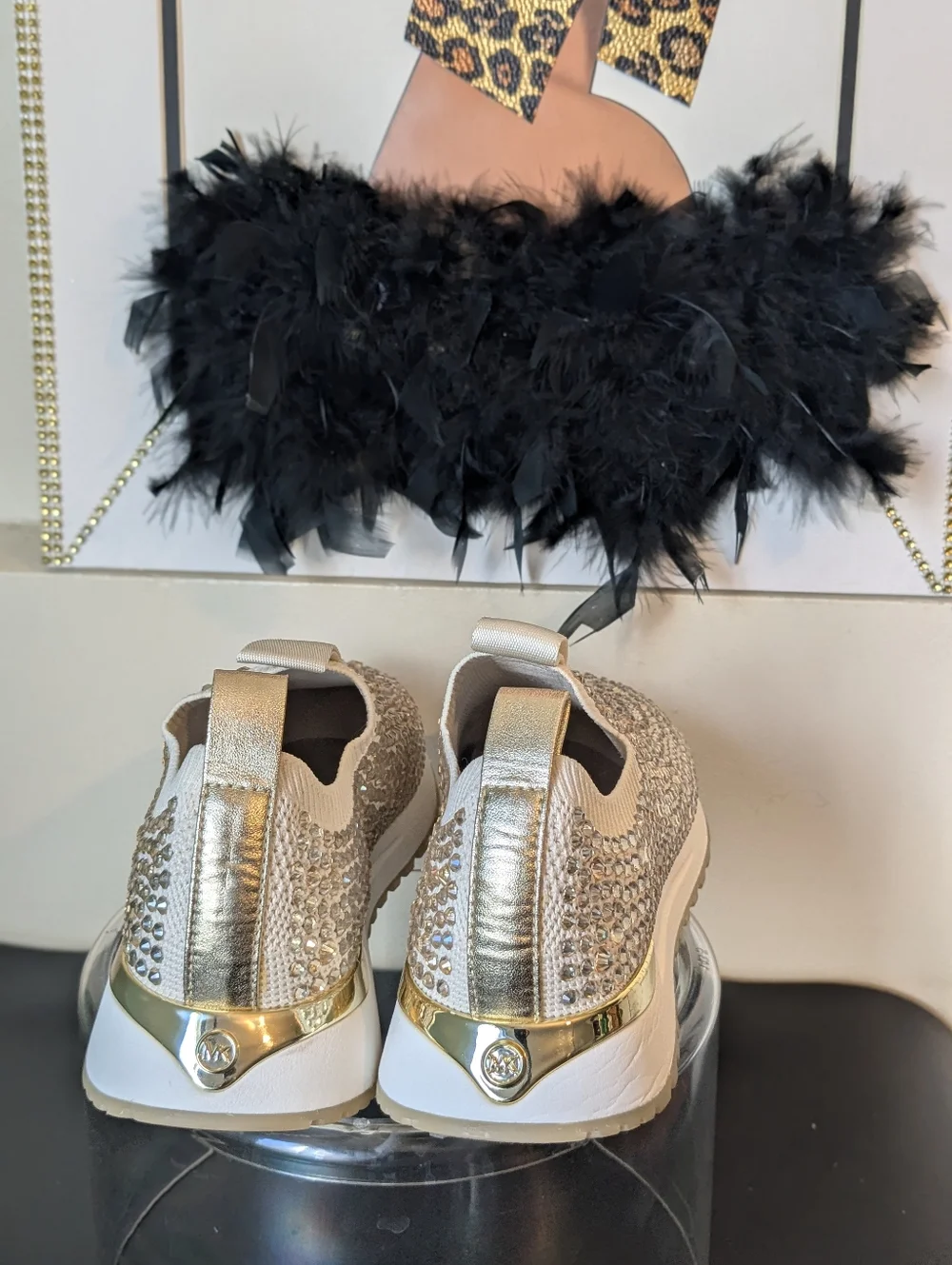 Michael Kors Gold Cream Blingy Rhinestone Sneakers